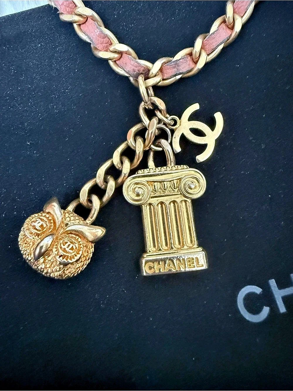 Chanel Ancient Greek Charm Wallet on Chain Chevron Caviar